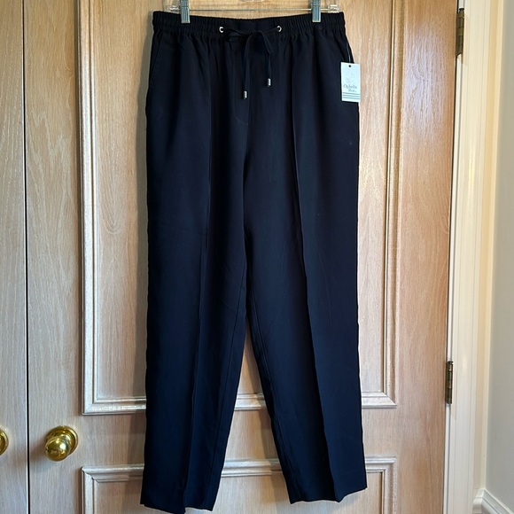 NWT Ophelia Roe Soft Drape Black Ankle Pants Elastic Waist With and Pockets L - Picture 1 of 11